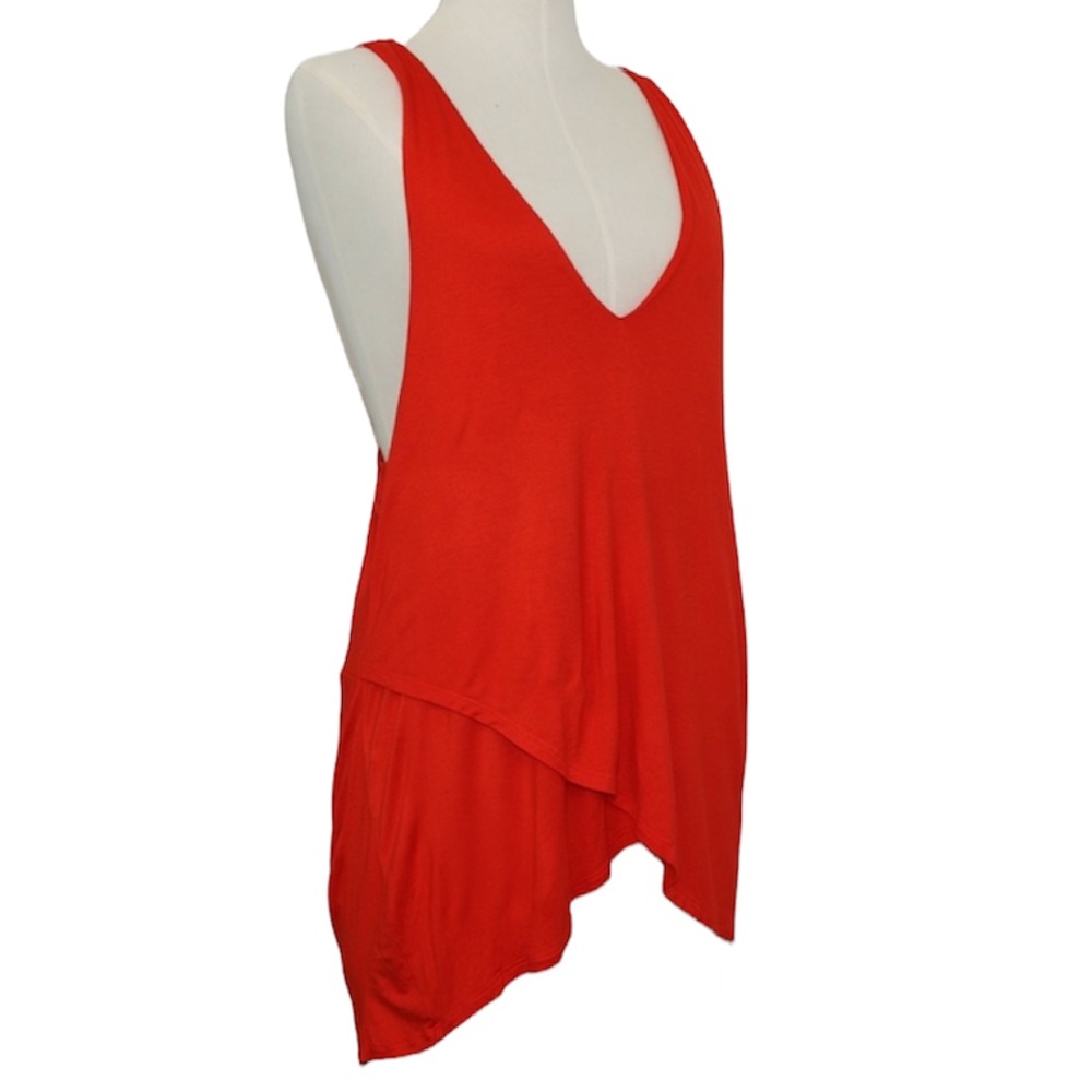 BANANA REPUBLIC Top Dark tangerine Orange V-Neck front Back Criss-cross …